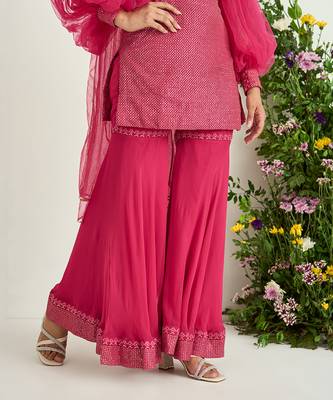Pink georgette sharara set 4