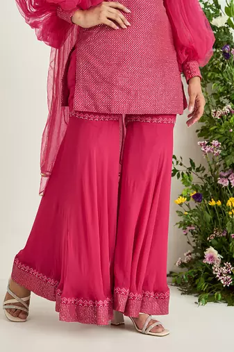 Pink georgette sharara set