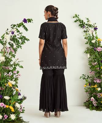 Black silk georgette sharara set 3