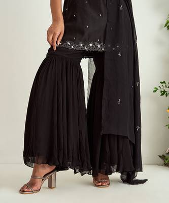 Black silk georgette sharara set 4