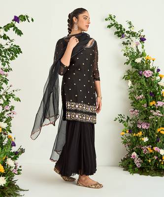 Black georgette sharara set 1
