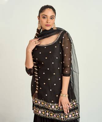Black georgette sharara set 2