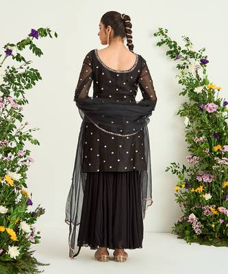 Black georgette sharara set 4