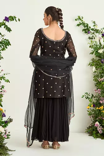 Black georgette sharara set