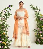 Cream silk chanderi sharara set