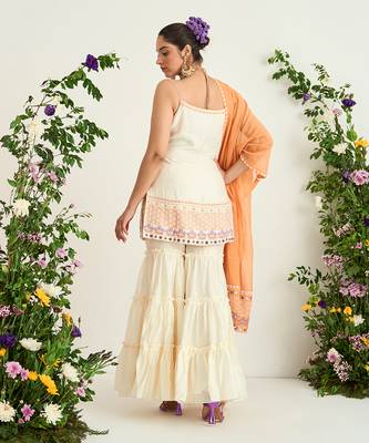 Cream silk chanderi sharara set 2