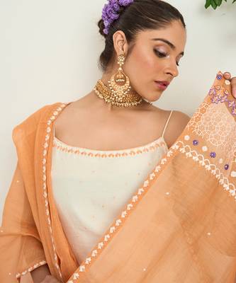 Cream silk chanderi sharara set 3