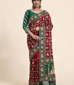Maroon Traditional Festive Wear Heavy Embroiderd Saree