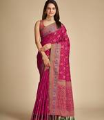 Pink Weaving Jacquard Meenakari Designer Patola Silk Ethnic Saree