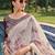 Wine Colour Organza Fabric Digital Print Saree With Embroidery Work Border