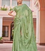 Pista Smartly Designed Swaroski Work Girlish Saree