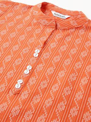Fabclub cotton blend yarn design straight women kurti (orange) 5