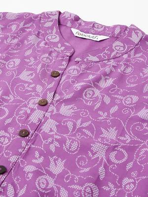 Fabclub rayon floral printed women tunic kurti (purple) 2