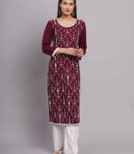 Maroon Colour Ethnic Lukhnowi Chikankari Work Girlish Kurti Collection