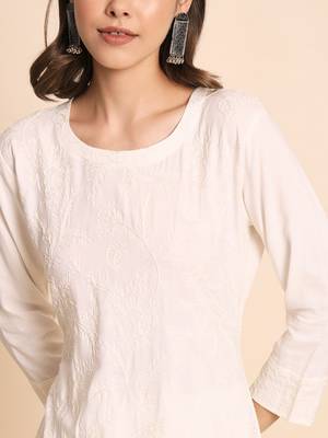 Pink Colour Ethnic Chikankari Work Fancy Girlish Kurti 3