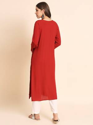 Maroon Colour Ethnic Chikankari Work Fancy Girlish Kurti 2