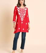Gajri Colour Smart And Ethnic Resham Work Embroidered Kurti