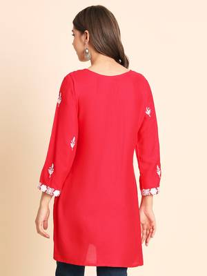 Gajri Colour Smart And Ethnic Resham Work Embroidered Kurti 2