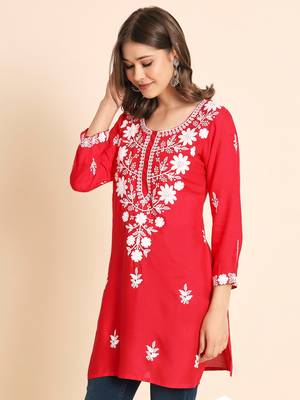 Gajri Colour Smart And Ethnic Resham Work Embroidered Kurti 4