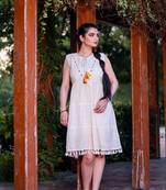 Designer Off White Colour Kurti With Fancy Resham Embroidery Work And Girlish Looks