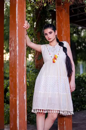  Off White Colour Kurti With Fancy Resham Embroidery And Girlish Looks