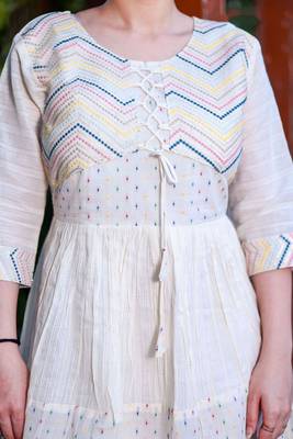  Off White Colour Kurti With Fancy Resham Embroidery And Girlish Looks 3