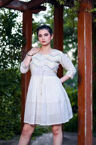  Off White Colour Kurti With Fancy Resham Embroidery And Girlish Looks