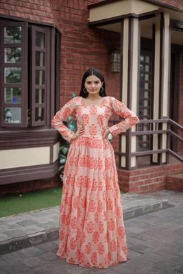 Pink Colour Ethnic Printed Long Kurti For Party Girlish Looks 1