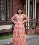 Pink Colour Ethnic Printed Long Kurti For Party Girlish Looks