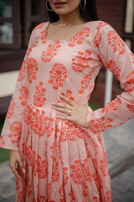 Pink Colour Ethnic Printed Long Kurti For Party Girlish Looks 3