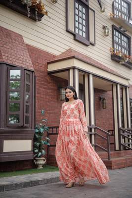 Pink Colour Ethnic Printed Long Kurti For Party Girlish Looks 4