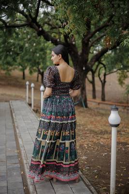 Green Colour Ethnic Printed Long Kurti For Party Girlish Looks 2