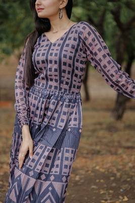 Grey Colour Ethnic Printed Long Kurti For Party Girlish Looks 4