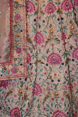 Baby Pink Resham Zari Sequins And Dori Embroidered Art Silk Indian Bollywood Lehenga Dress 8