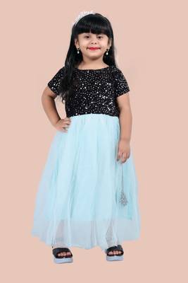 fit & flare velvet & net dress For girls 1