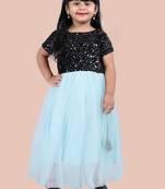 fit & flare velvet & net dress For girls