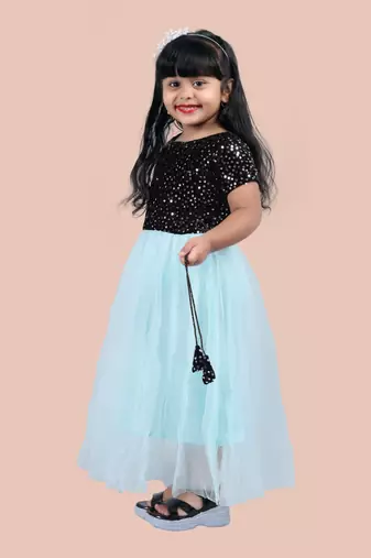 fit & flare velvet & net dress For girls