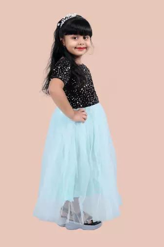 fit & flare velvet & net dress For girls