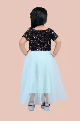 fit & flare velvet & net dress For girls