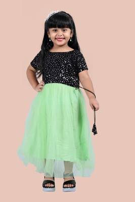 fit & flare velvet & net dress For girls 1