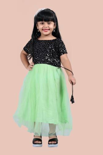 Shrithi fashion fab girls fit & flare velvet & net dress