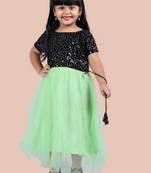 fit & flare velvet & net dress For girls