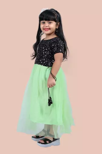 fit & flare velvet & net dress For girls