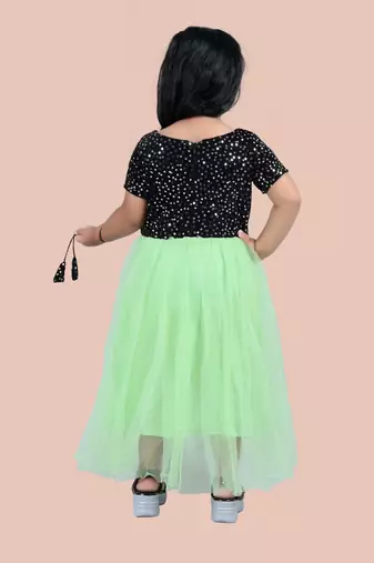 fit & flare velvet & net dress For girls
