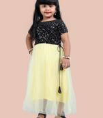 fit & flare velvet & net dress For girls