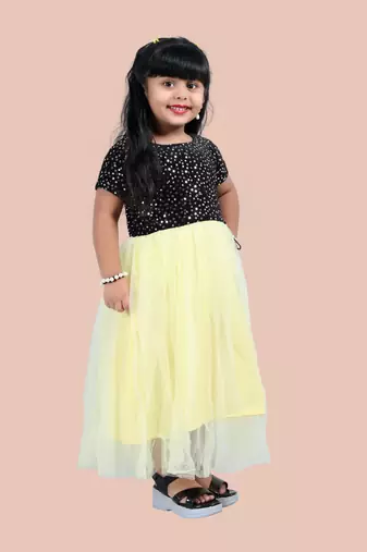 fit & flare velvet & net dress For girls