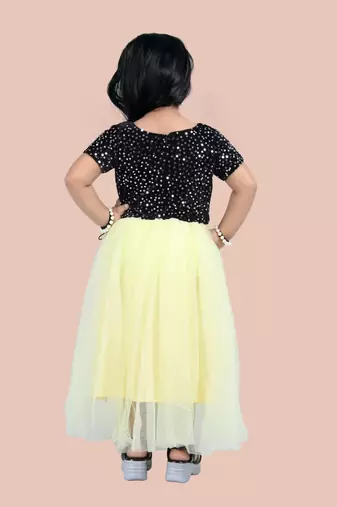fit & flare velvet & net dress For girls