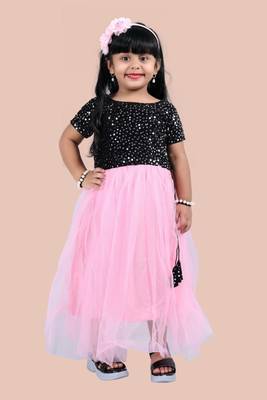 fit & flare velvet & net dress For girls 1