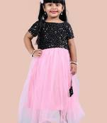 fit & flare velvet & net dress For girls