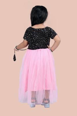 fit & flare velvet & net dress For girls 4
